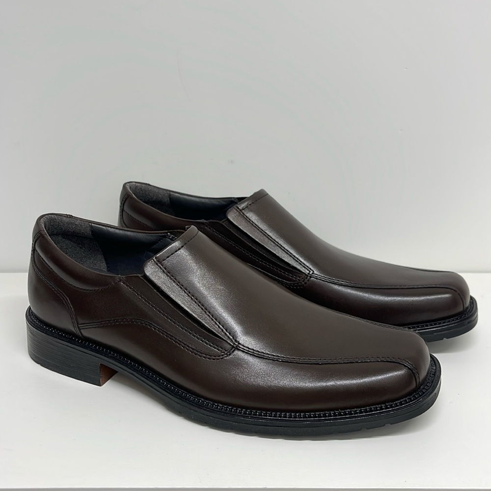 New Mens Franco Fortini Keith Brown Leather Slip-On Dress Shoes | size 9